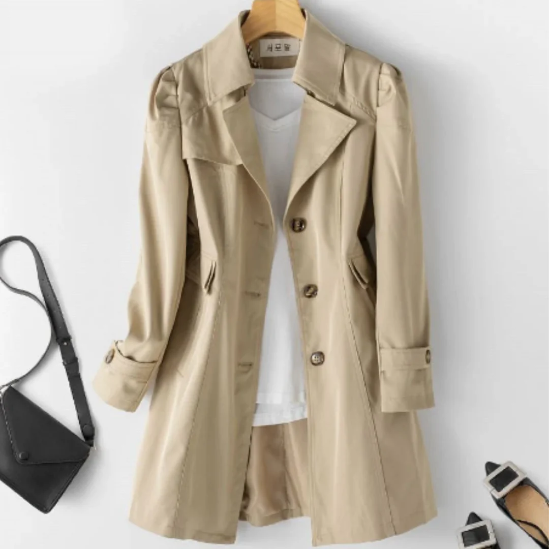Women's Button Down Warm Rain Trench Coat | Classic