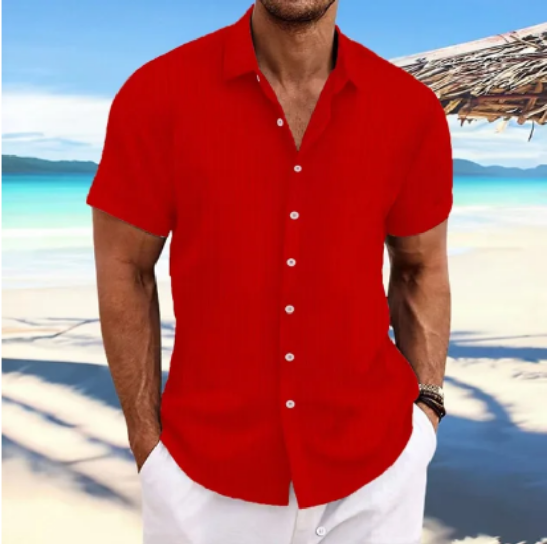 Men's Spring Button Down Beach Shirt | Short Sleeve