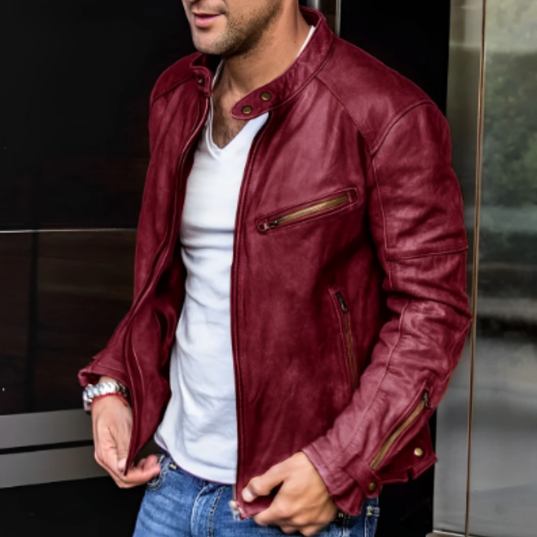 Men's Vintage Zip Up Biker Jacket | Waterproof