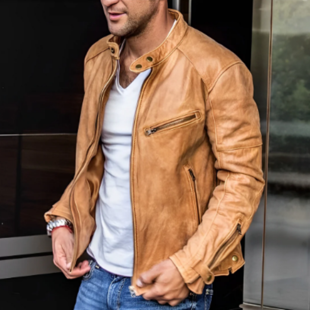Men's Vintage Zip Up Biker Jacket | Waterproof