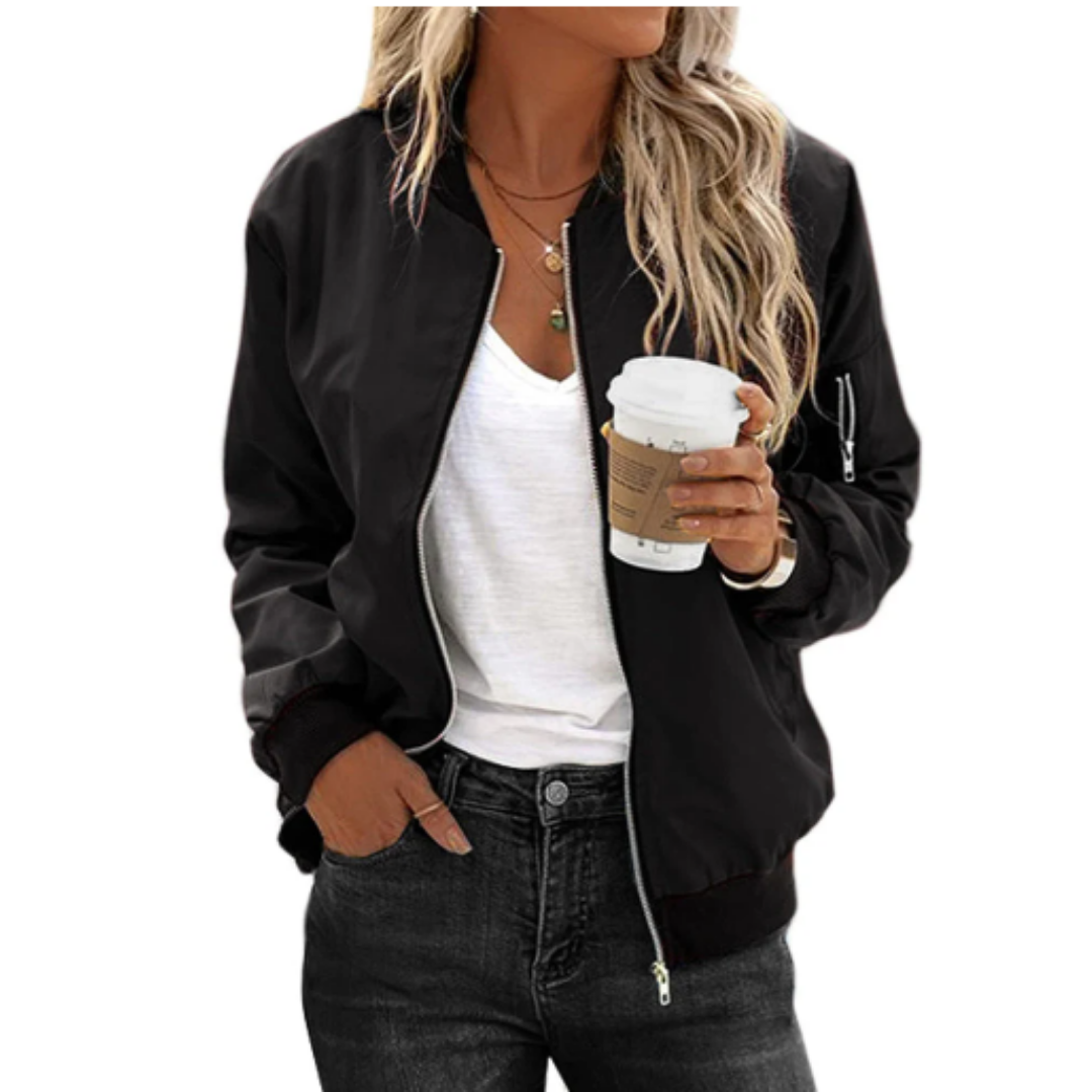 Women's Long Sleeve Bomber Jacket | Zip Up
