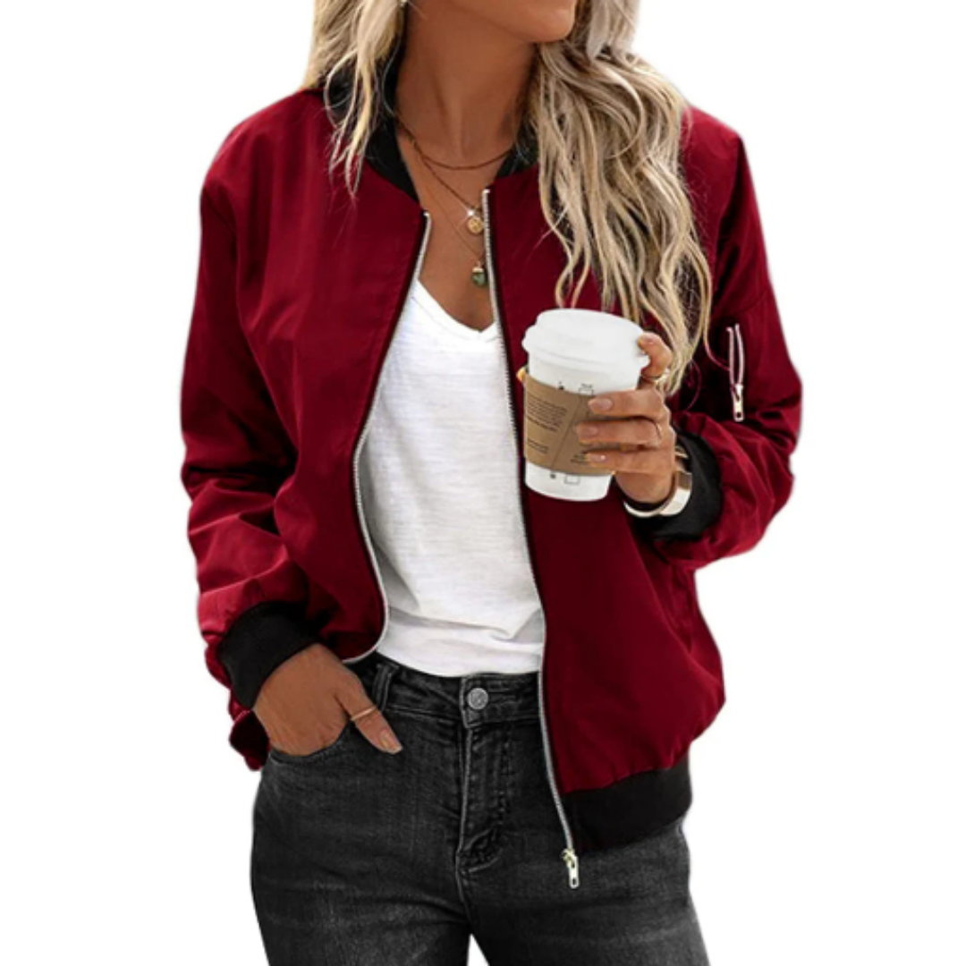 Women's Long Sleeve Bomber Jacket | Zip Up