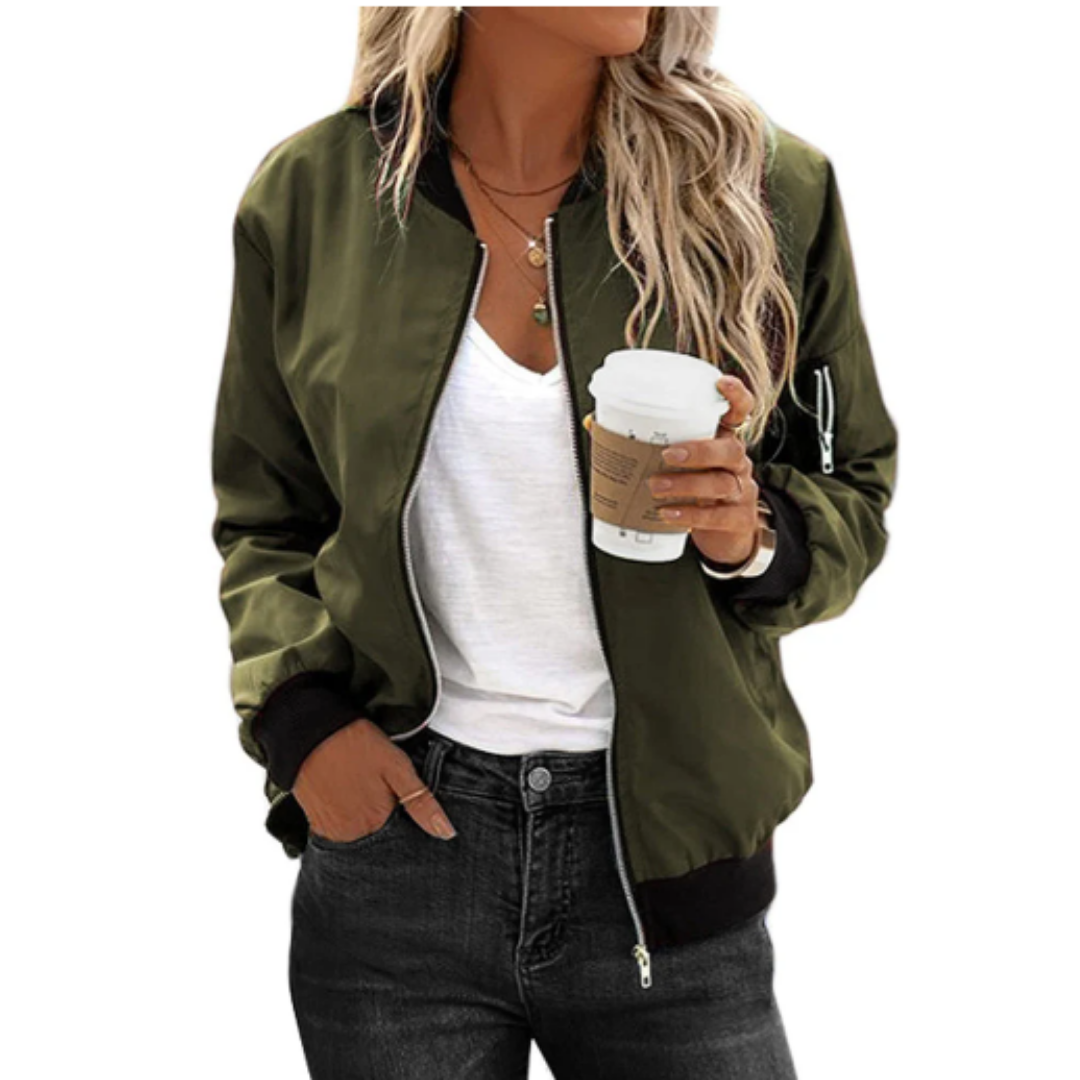 Women's Long Sleeve Bomber Jacket | Zip Up
