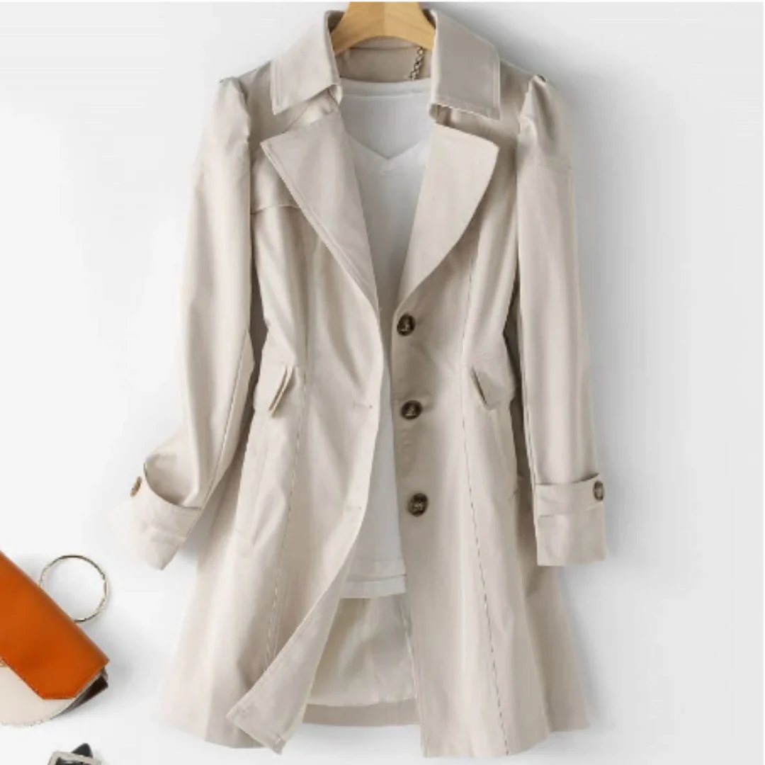 Women's Button Down Warm Rain Trench Coat | Classic