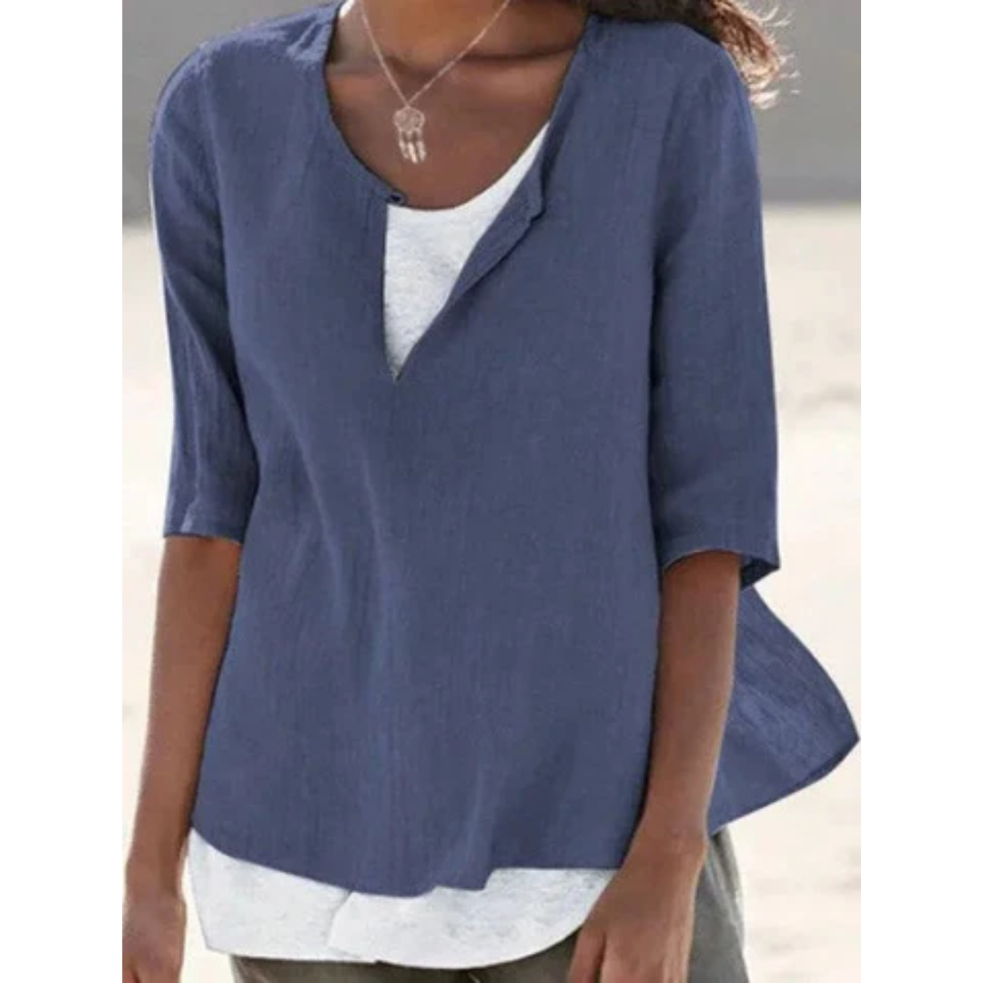 Women's Casual Summer Layered Blouse | 3 4 Sleeve