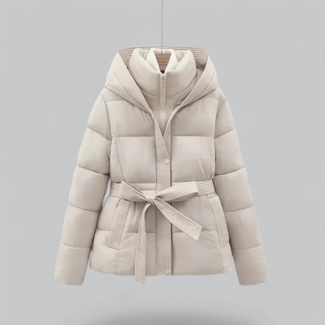 Damen Winter Puffer Gürtel Kapuze Jacke | Kurze