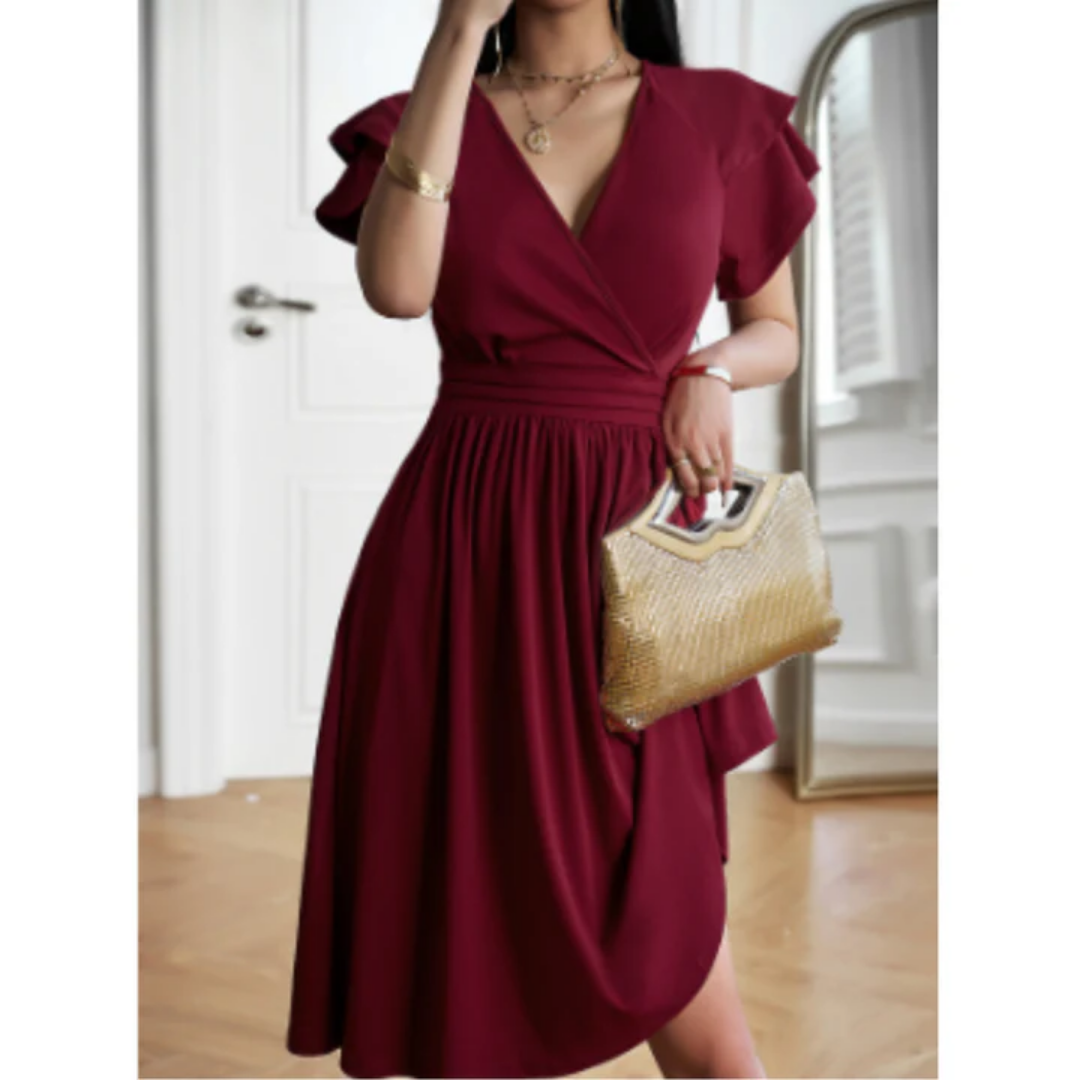 Women's Elegant A Line Wrap Dress | Midi