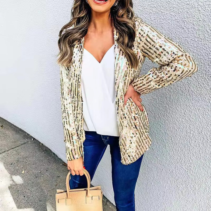 Women's Sparkly Glittered Blazer Coat | Party