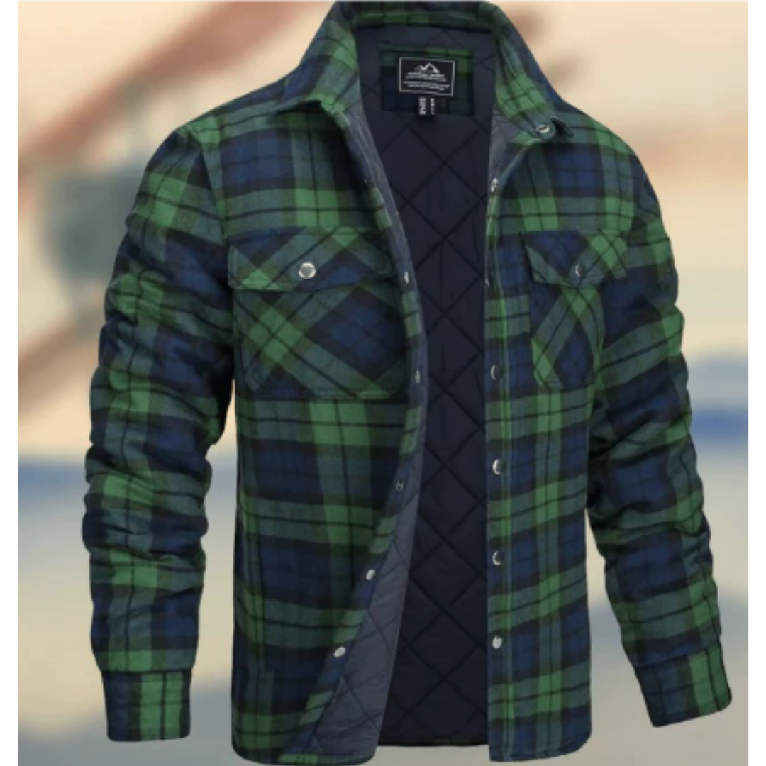 Men's Stylish Front Pocket Collared Jacket | Plaid