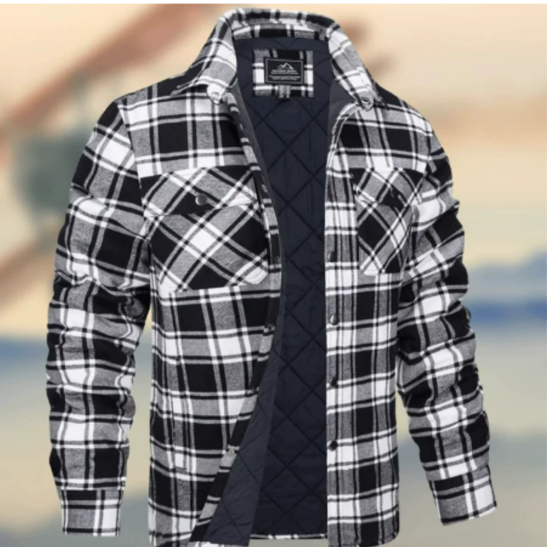 Men's Stylish Front Pocket Collared Jacket | Plaid