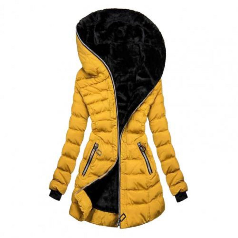 Damen Reißverschluss Puffer Langarm Jacke | Kapuze