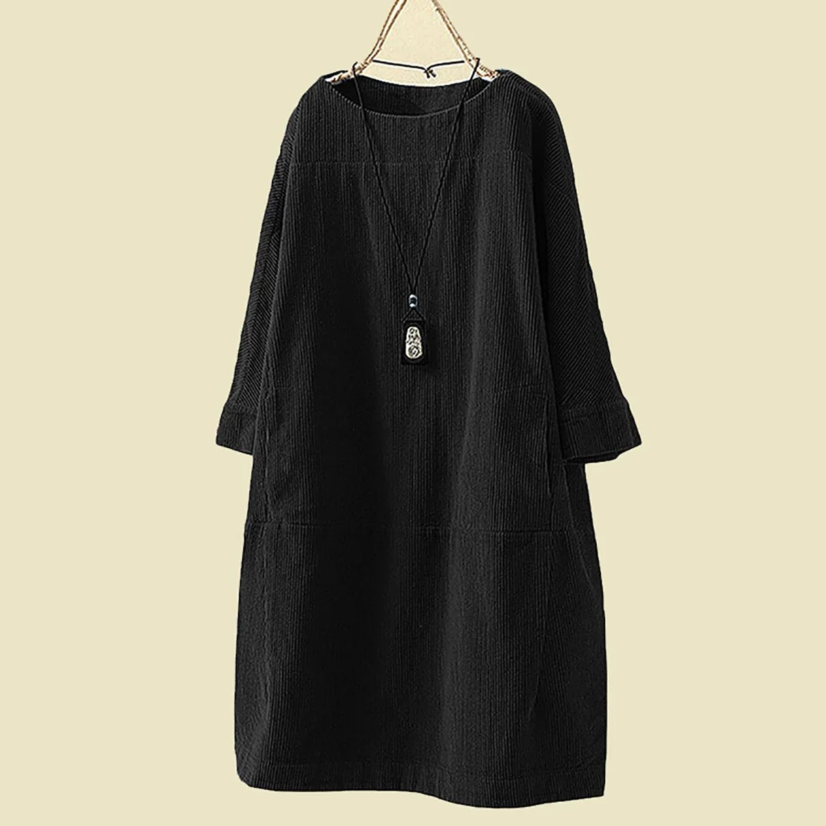 Damen Warme Lose Passform Winter Kleid | Midi