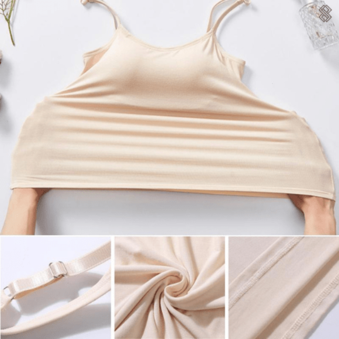 Damen Bequeme Cami Oberteil | Eingebauter BH