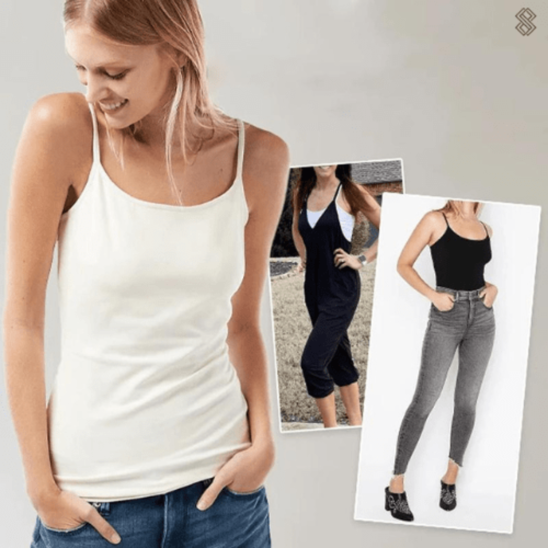 Damen Bequeme Cami Oberteil | Eingebauter BH